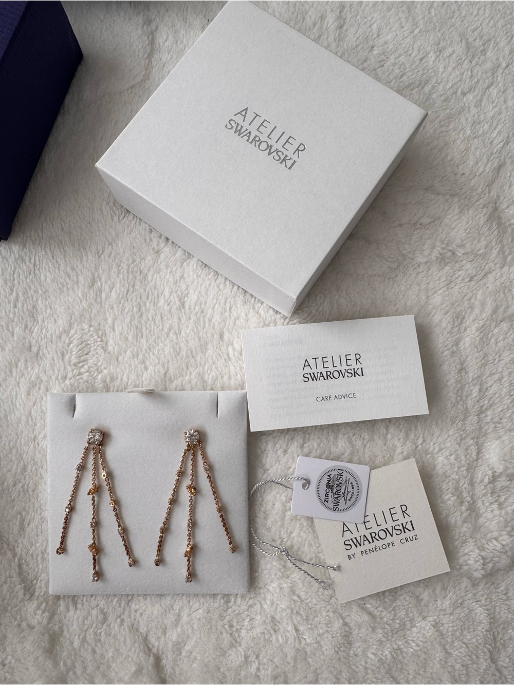 Atelier Swarovski Rose Gold Plated Multi-Strand Crystal Drop Earrings
